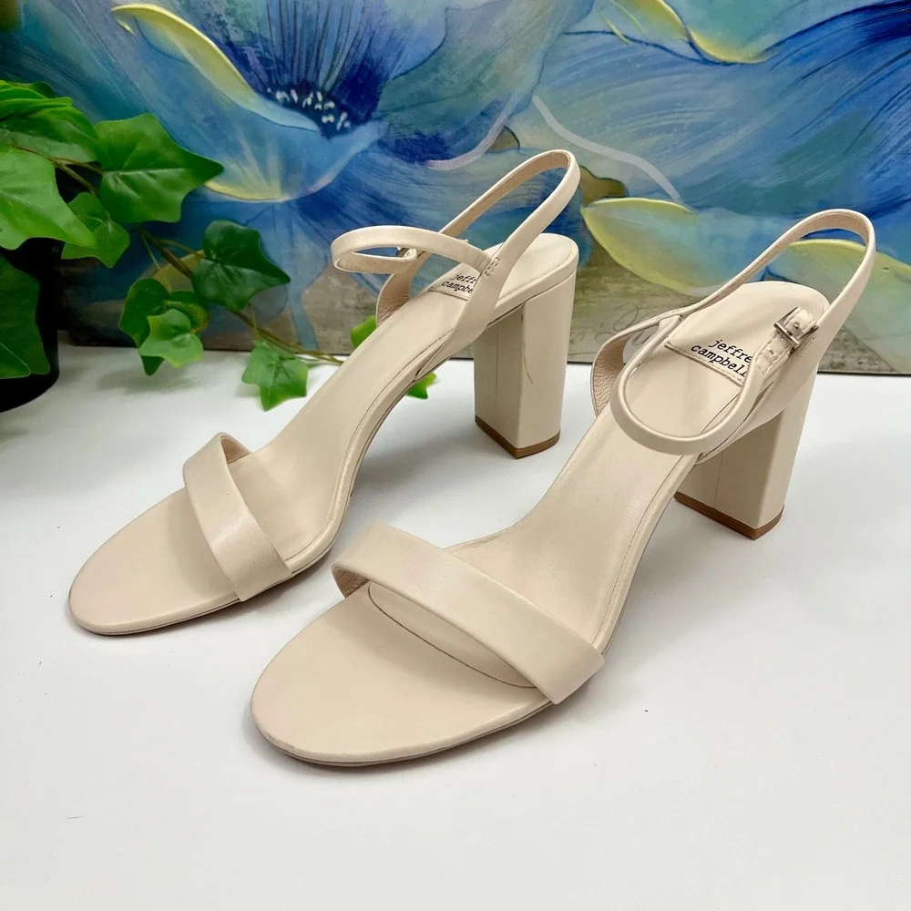 New JEFFREY CAMPBELL GO-THERE‎ BLOCK HEEL SANDAL in Ivory Size 9